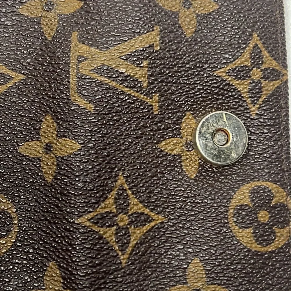 Louis Vuitton Vintage Logo Coated Canvas Key Coin Case Wallet Snap Hooks Zipper